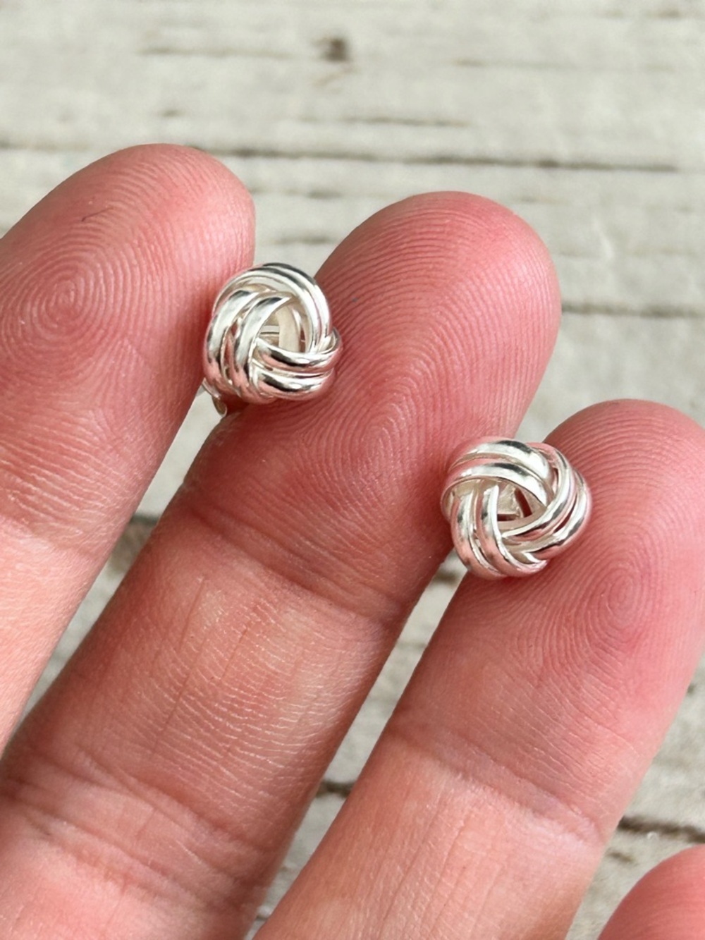 4/$100 Sterling Silver Knot Stud Earrings - Silver